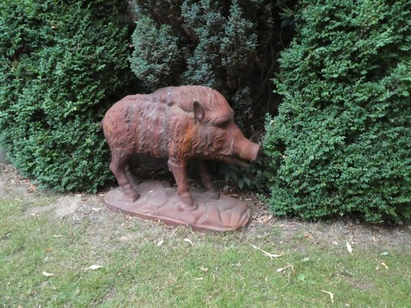 Neu Lebensgroß Keiler Bache Wildschwein Schwein Skulptur Ferkel Gusseisen