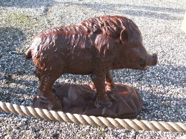 Neu Lebensgroß Keiler Bache Wildschwein Schwein Skulptur Ferkel Gusseisen