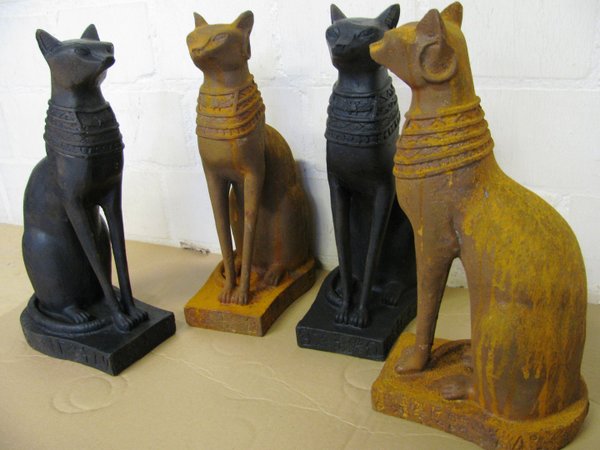 Neu-Agyptische-Bastet-Katze-Skulptur-Katzenfigur Göttin Gusseisen