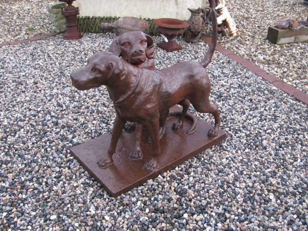 Neu Lebensgroß 2x Jagdhund, Labrador, Hund, Golden Retriever, Skulptur, Gusseisen