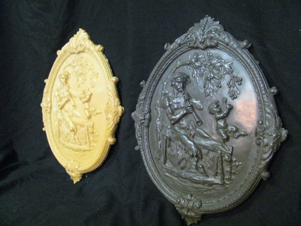 Pan, Gott, Jugendstil, Kaminplatte, Relief, Antikes Motiv, Hirtengott, Sohn, Grau